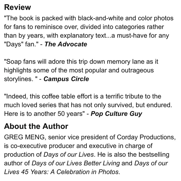 Days of Our Lives 50 Years by Greg Meng Hardcover Book - Picture 13 of 14